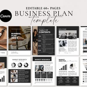 Plantilla de plan de negocios, planificador de negocios imprimible, plantilla editable de Canva, libro de trabajo de plan de negocios, plan de negocios de nueva creación, análisis de marca