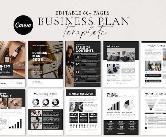 Business Plan Template, Business Planner Printable, Editable Canva Template, Business Plan Workbook, Start Up Business Plan, Brand Analysis