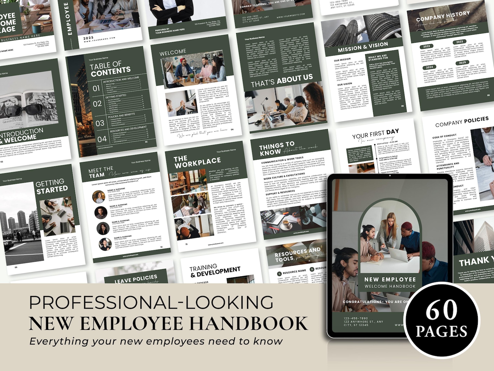 Employee Handbook Template, Training Manual, Welcome Packet, Employee ...