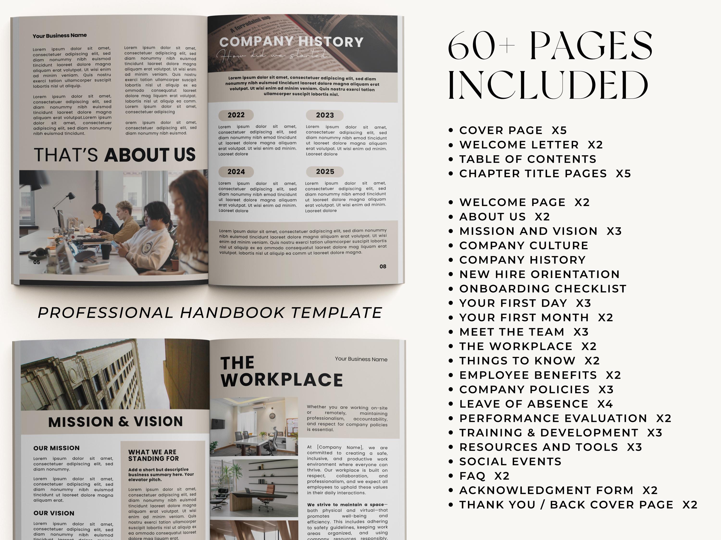 Employee Handbook Template, Employee Onboarding Guide, Training Manual ...