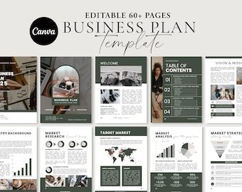 Business Plan Template, Business Planner Printable, Editable Canva Template, Business Plan Workbook, Start Up Business Plan, Brand Analysis