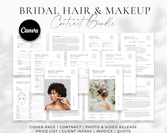 Bridal Makeup Artist & Hair Contract Bundle, Wedding Hairdresser Forms, Bridal Hairstyling Service Agreement, Canva