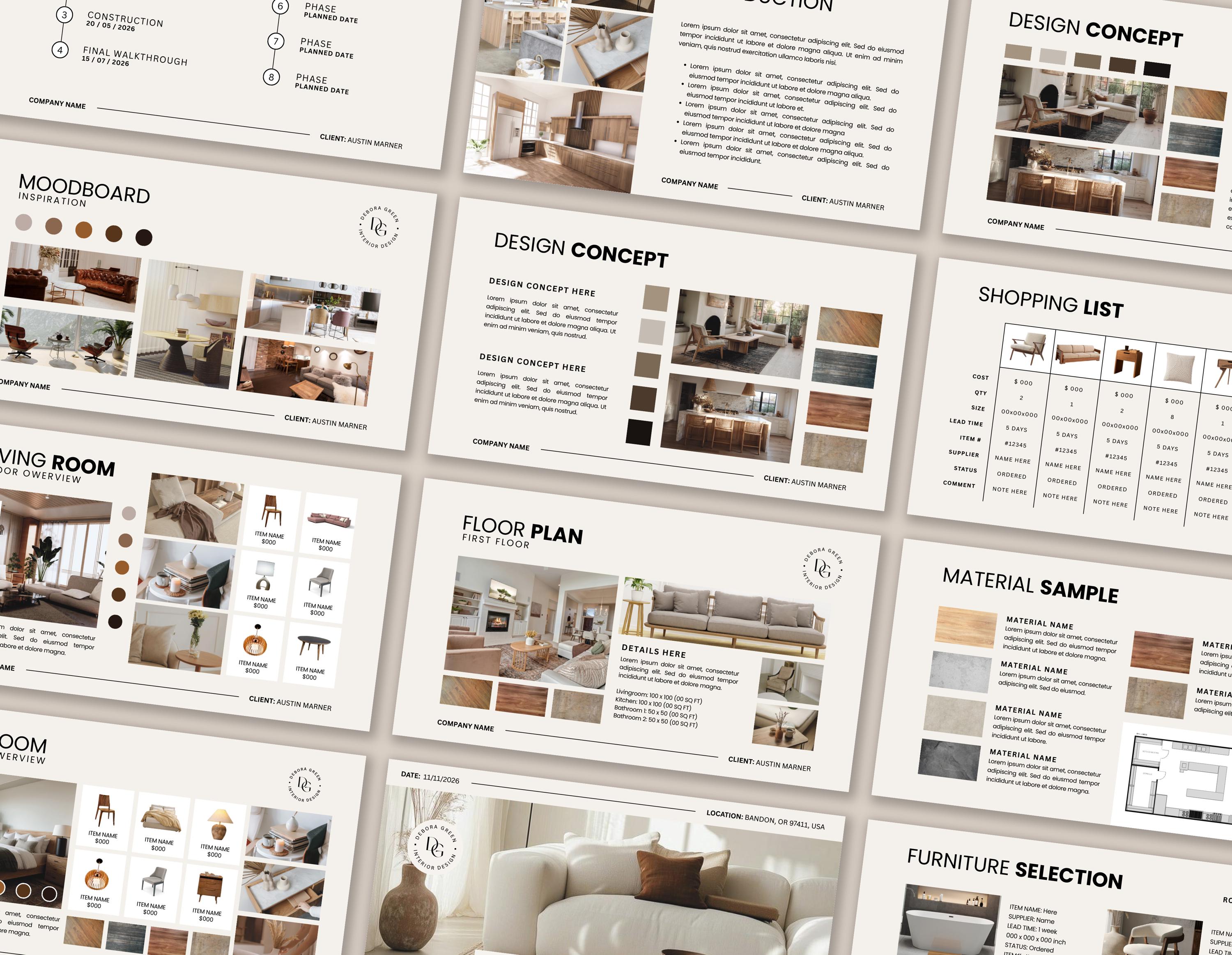 Interior Design Template, Client Presentation Template, Interior ...