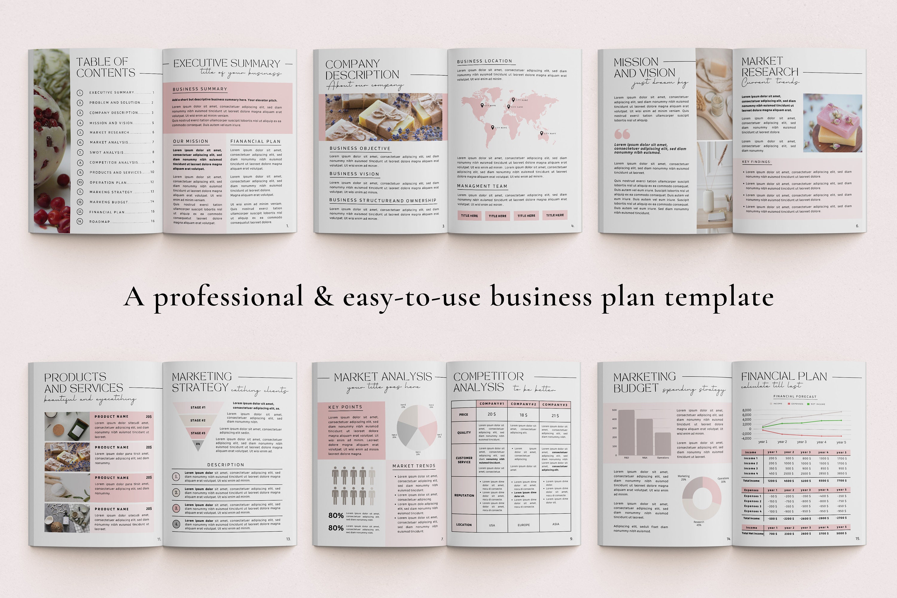 Editable Business Plan Template, Printable Business Planner, Business ...