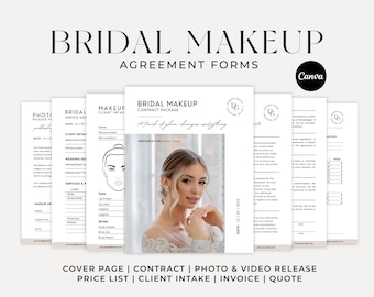 Bridal Makeup Artist Contract, Wedding Makeup Forms, Makeup Contract Agreement, Bridal Makeup Agreement, MUA Contract, Makeup Service Forms