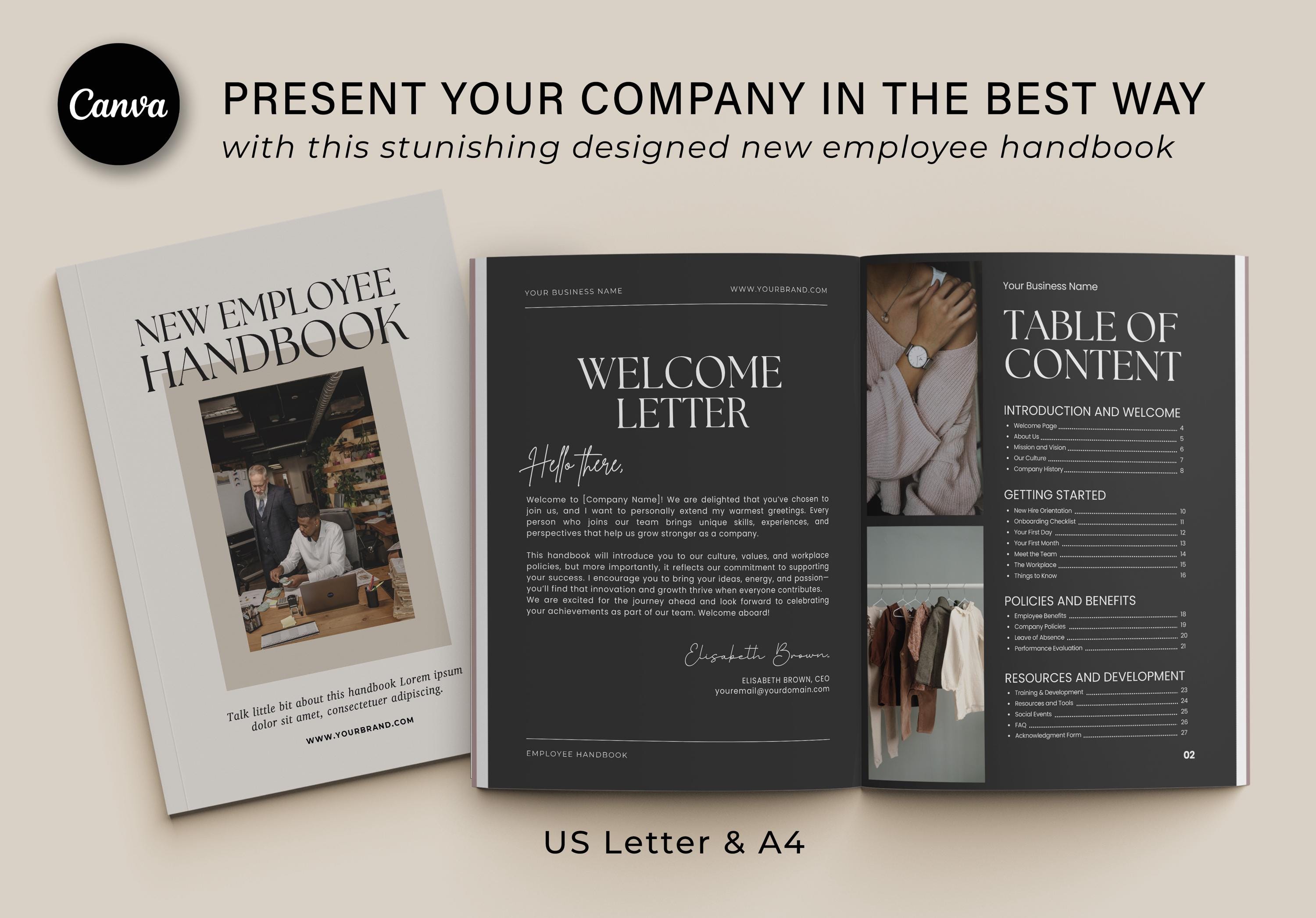 Employee Handbook Template, Training Manual, Employee Onboarding Guide ...