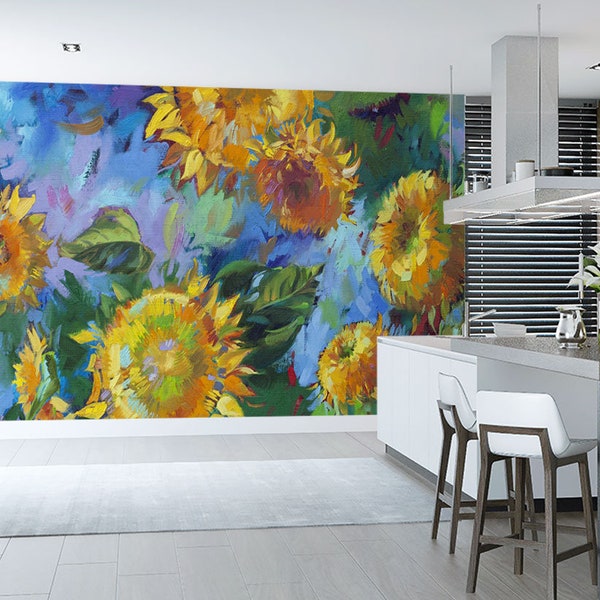 Sunflower Wall Mural Etsy