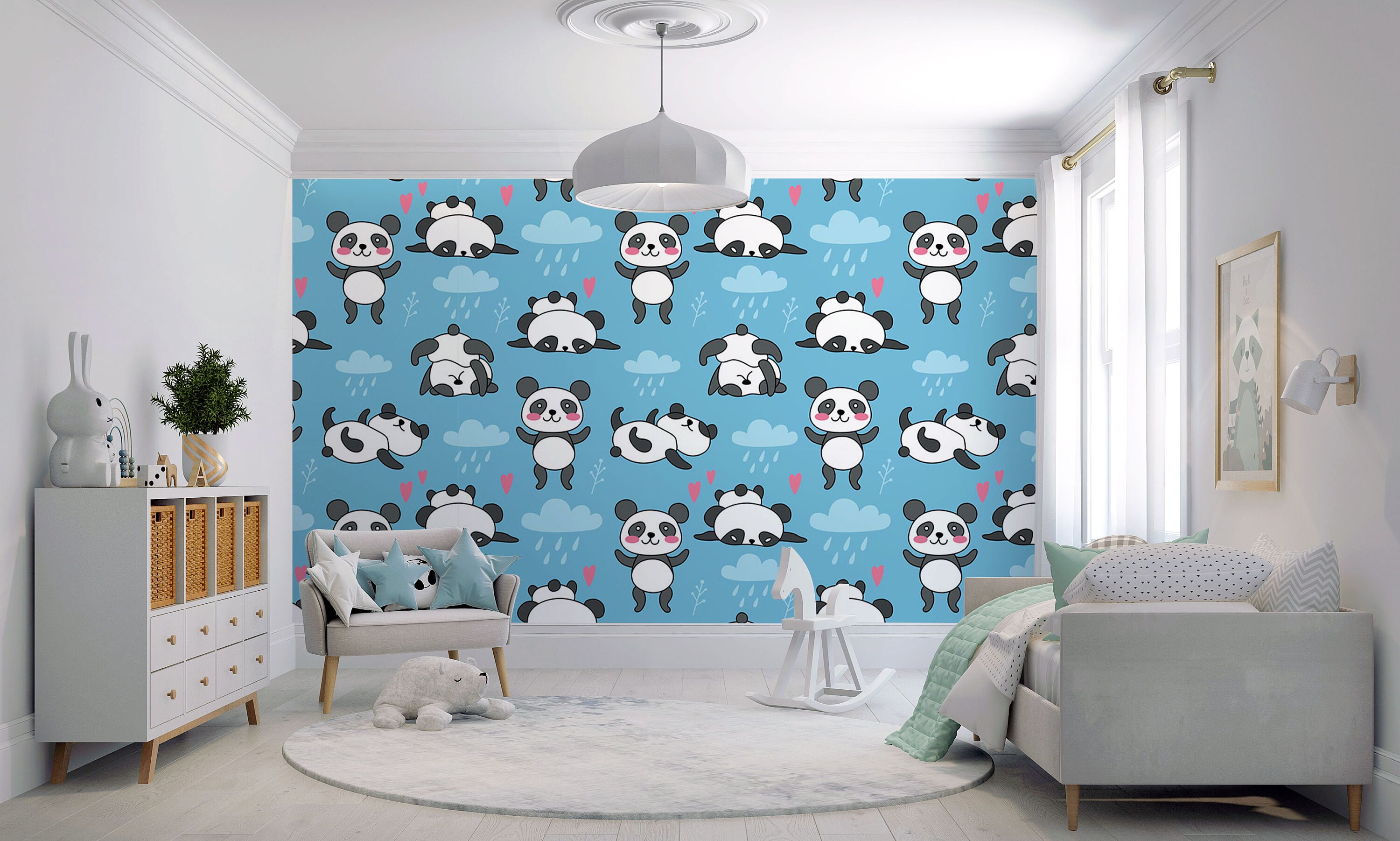 Kawaii Panda Fabric, Wallpaper and Home Decor