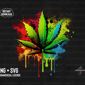 Trippy Weed Leaf Design With Transparent Background For printing on T-Shirts, Stickers, Posters. PNG Digital Download/Digital Art Print PNG