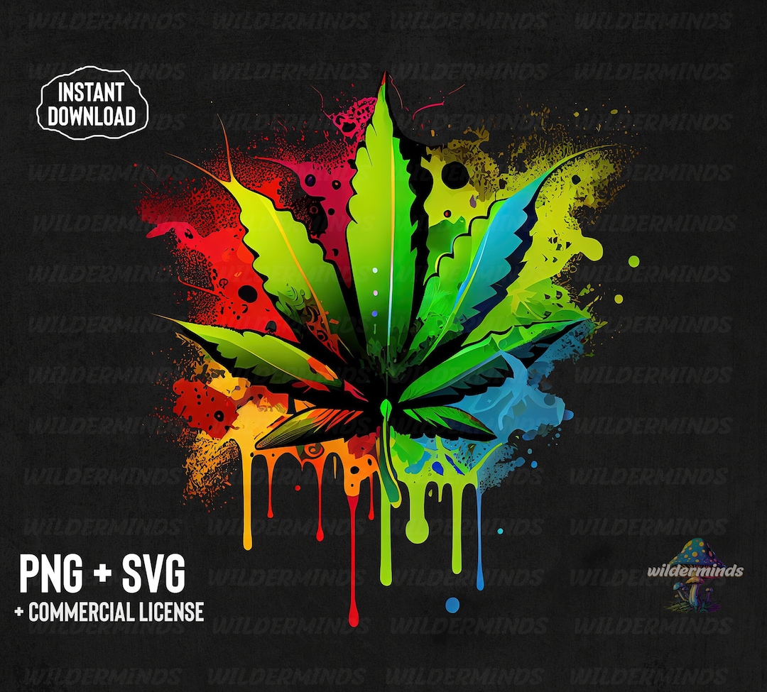 Trippy Weed Leaf Design With Transparent Background for Printing