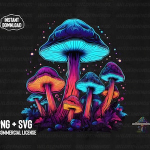 Glowing Mushroom SVG: Trippy T-Shirt Design (PNG Download)