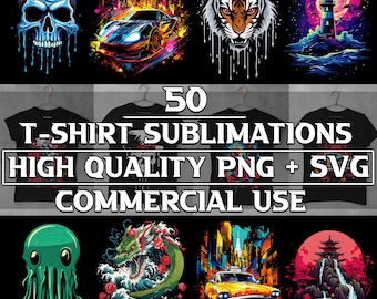 50 T-Shirt Designs: Vibrant Sublimation Bundle (PNG + SVG)