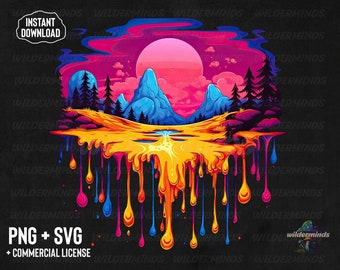 Paisaje colorido SVG: Diseño de camiseta vibrante (PNG, SVG)