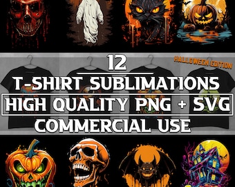 Diseños de camisetas de terror de Halloween: Paquete de sublimación (PNG, SVG)