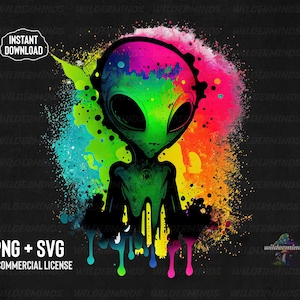 Graffiti Alien Design PNG, SVG Digital Download Clip Art, Trippy Alien Graphic Design, Commercial Use, Digital File for Printing on tshirt