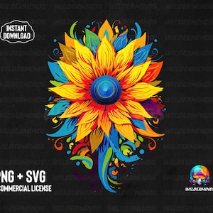 Beautiful Sunflower T Shirt Design Download, Sunflower Tshirt PNG, Tshirt SVG Download, Colorful Sunflower Sublimation, Sunflower PNG