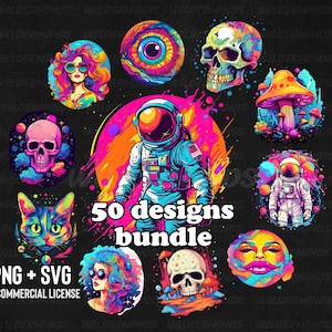 Trippy Sublimation Bundle, Psychedelische SVG Bundle, Trippy T Shirt Design PNG, psychedelische Kunst, kommerzielle Nutzung, Zauberpilze PNG, Trippy