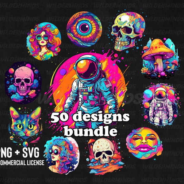 Trippy Sublimation Bundle, Psychedelic SVG Bundle, Trippy T Shirt Design PNG, Psychedelic Art, Commercial Use, Magic Mushrooms PNG, Trippy