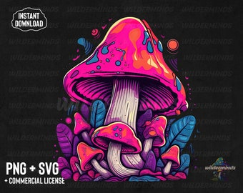 Clipart champignon rose : conception graphique SVG, PNG (téléchargement numérique)