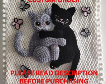 Custom Crochet Cat Pillow Cover: Handmade Plush Kawaii Decor
