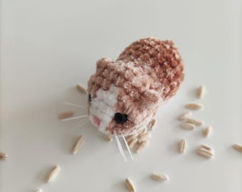 Sad Crochet Hamster Plush – Miniature Amigurumi Stuffed Animal, Realistic Emotional Support Toy