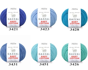 Gazzal Baby Cotton Yarn: Soft Cotton Acrylic Blend (50g/165m)