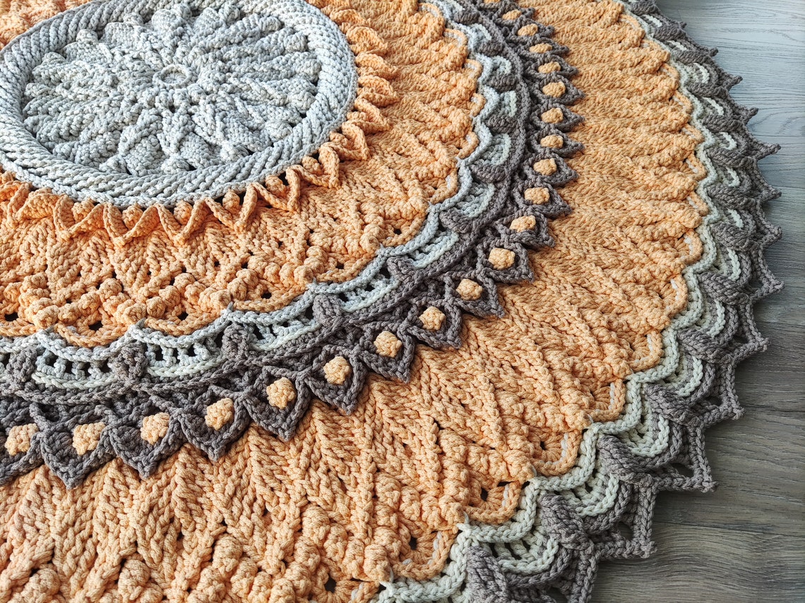 Cord Rug Handmade Crochet Round Doily Rug – Boho Style Rope Cord Carpet for Home ...