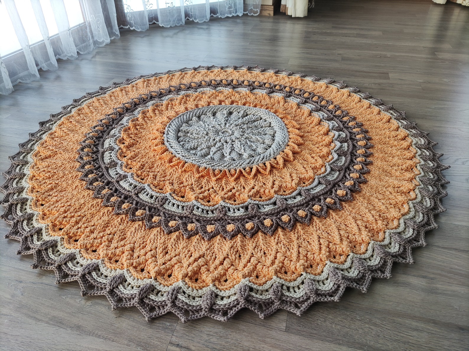 Cord Rug Handmade Crochet Round Doily Rug – Boho Style Rope Cord Carpet for Home ...