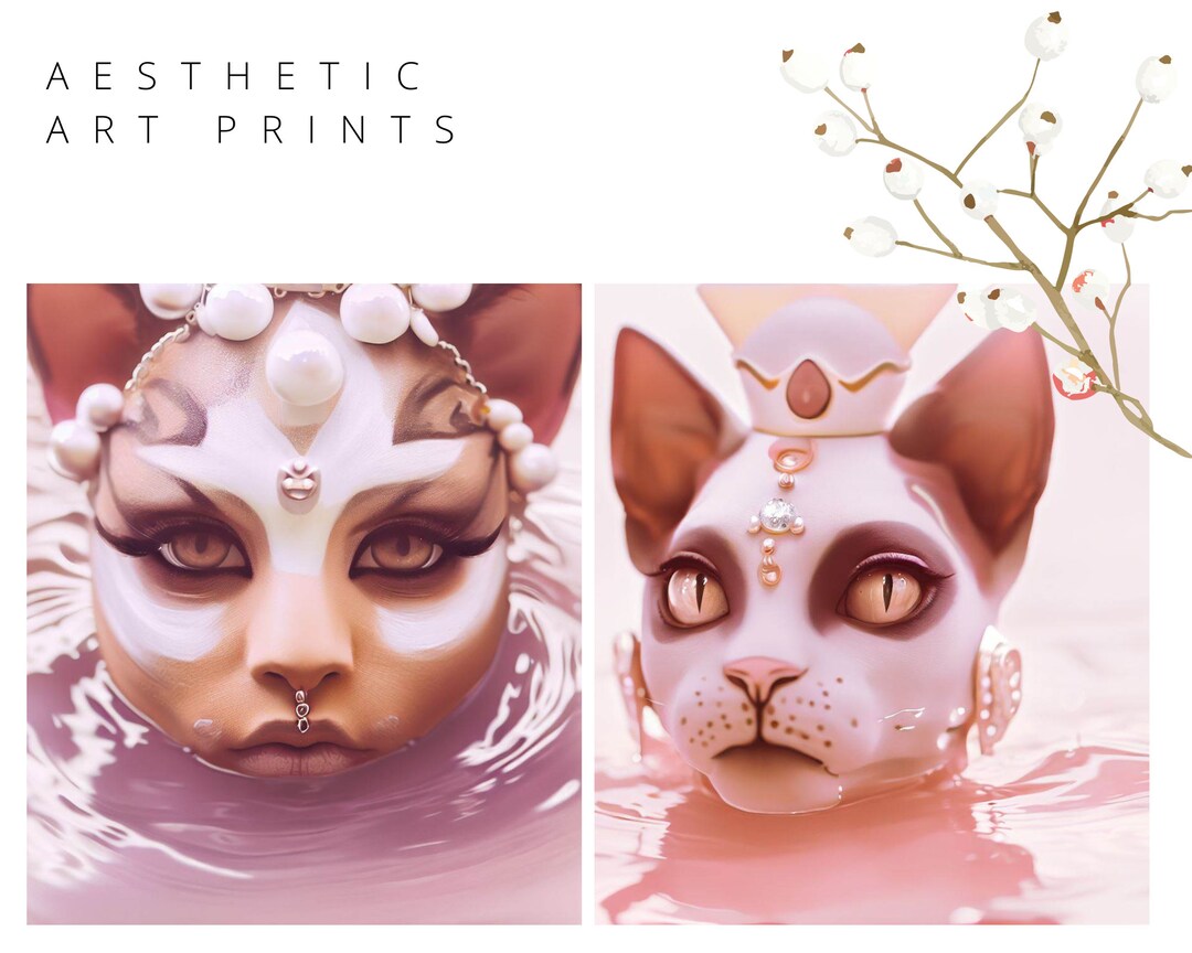 Aesthetic Digital Art Print Abstract Art Cat Print Cat Etsy