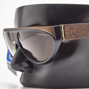 Woman Vintage Sunglasses 1980 / YSL Yves Saint Laurent Paris 8761-O Y 76/ Gradient Brown Lenses  / Brown Sexy Lady&#39;s Oversize Eyewear