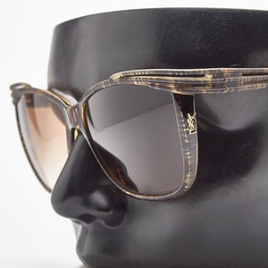 Woman Vintage Sunglasses 1980 / YSL Yves Saint Laurent Paris 8631-1 Y 50 / Gradient Brown Lenses  / Brown Sexy Lady&#39;s Oversize Eyewear