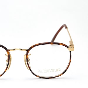 80s Vintage Gold Round Eyeglasses, Tortoiseshell Frame, ANJL 460, Quiet Luxury Eyewear