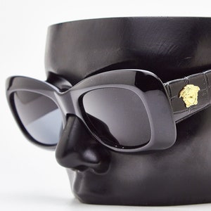 Absoluta RARE GIANNI VERSACE Mod.417/P 852 en color negro con sello de cocodrilo gafas de sol vintage de cuero 199* Gafas de sol de gran tamaño Hombre y Mujer
