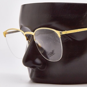 Vintage Men&#39;s 1980s eyeglasses PERSOL RATTI ALCOR 18k Gold Plated Pilot glasses sunglasses aviator eyewear