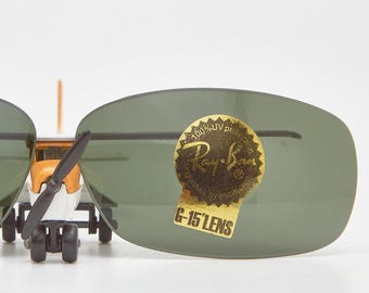 Lentes rectangulares Ray Ban de Luxottica, lentes de 59 mm para gafas de sol de la década de 2000