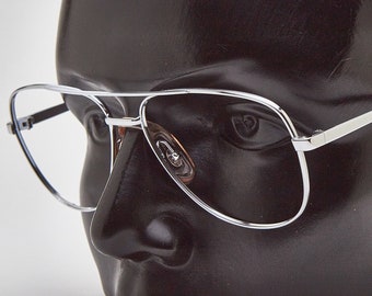 Vintage Man Eyewear 1980&#39;s/ BURISPORT BURIS 135 53-21 135 / Aviator Retro Frame Silver Metal to Sunglasses Man&#39;s Eyeglasses Rockabilly