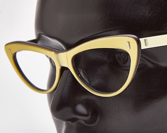 Retro Cat-Eye Frame Vintage 1960s Cat Eye Eyeglasses, Gold Plated Eyewear Germany