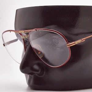 Vintage sunglasses 1980s FERRARI F12 580 Red Metal Frame/ Pilot Oversize Sunglasses Aviator Rockabilly Eye glasses