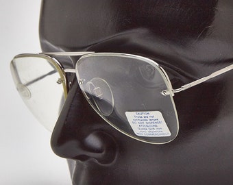Oeil d'aviateur SAFILO vintage, demi-monture argentée des années 1980