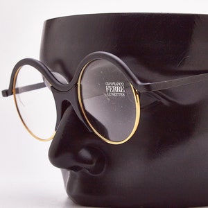 GIANFRANCO FERRE GFF 41 965 Round eyeglasses Metal black gold frame Women&#39;s Glasses 1980s Round eyewear Rockabilly 80s eyeglasses