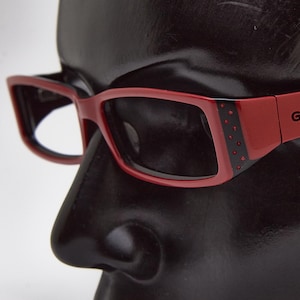 2000s vintage GF FERRE FF15604 red eyeglasses,slim rectangular shades,narrow glasses,eyeglasses,Y2K eyeglasses,angular frames,fancy glasses