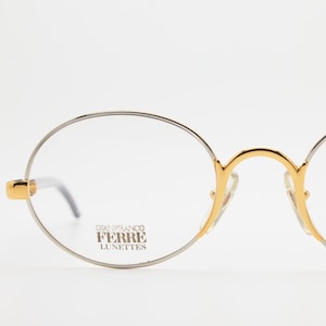 Gianfranco Ferre Vintage Oval Eyeglasses, Gold Silver Tortoise Shell, 90s Y2K