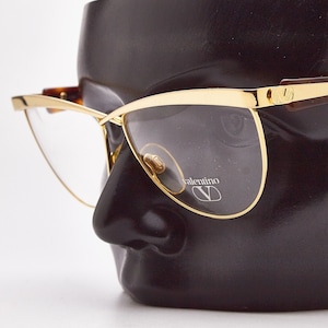 Vintage eye glasses VALENTINO 342 Butterfly Gold Metal Frame Hipsters Rockabilly Fashionable 80s