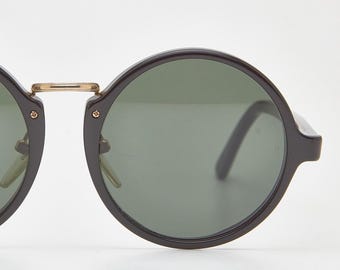Okulary przeciwsłoneczne Ray-Ban Vintage, czarne, okrągłe, Bausch & Lomb USA, styl lat 90.