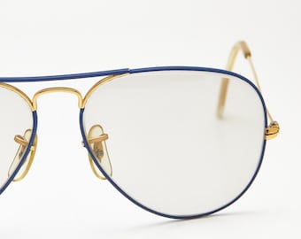 Lunettes de soleil Ray-Ban aviator or 24 carats, bleus, couleurs vives, vintage des années 1980
