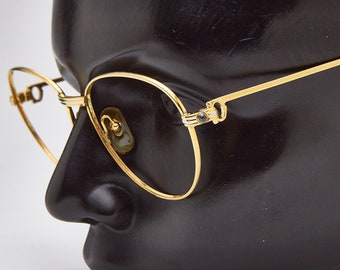 vintage CARTIER glasses golden frame *S* SAPPHIRE 55*18 Gold 24K Vintage eye glasses 1980s/glasses oval eyeglasses/gold eyeglasses/SAPPHIRE