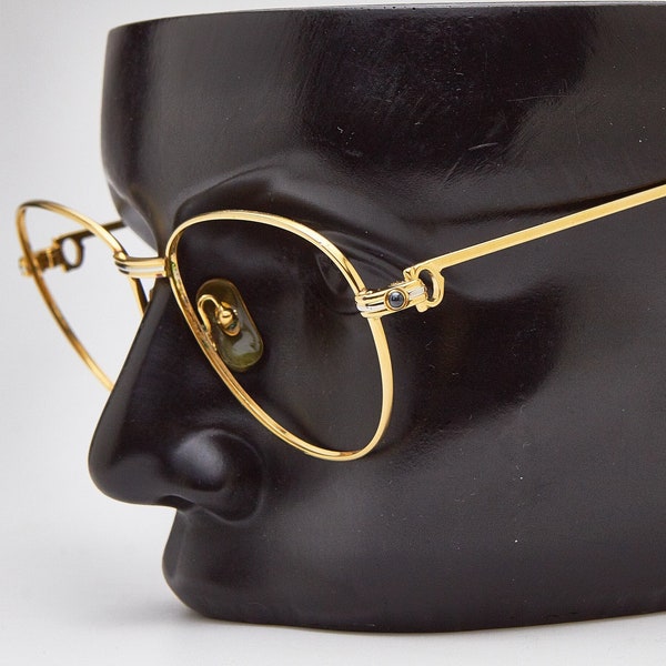 vintage CARTIER glasses golden frame *S* SAPPHIRE 55*18 Gold 24K Vintage eye glasses 1980s/glasses oval eyeglasses/gold eyeglasses/SAPPHIRE