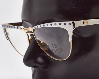 Vintage Cateye glasses 1980s NOUVELLE VAGUE SHEILA 039 Metal Woman Retro Eyeglasses Cat-Eye Glasses 80s