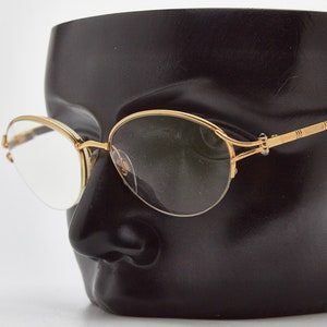 Vintage Lyxury Eyewear 1990s/ CHOPARD M C 036 SAPPHIRE 23k Gold Plated Sapphire 1990-2000s Eyewear Woman Round for Eyeglasses Sunglasses
