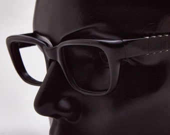 PERSOL RATTI 9231 サングラス、1980 年代の光沢のある黒のスクエア型